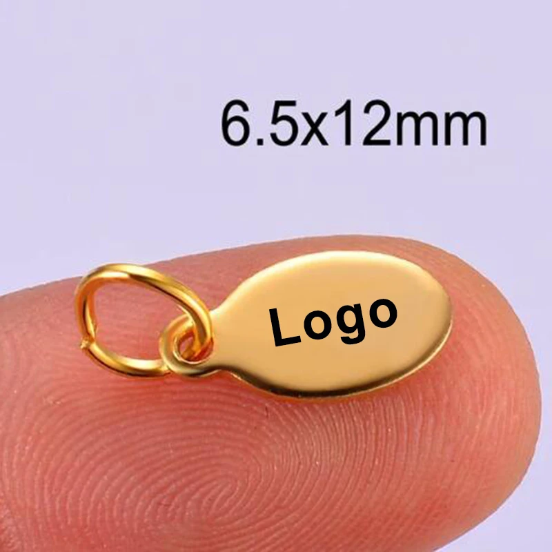 50pcs Stainless Steel Personalized Small Logo Tags Custom Disc Logos for Necklace DIY Findings Not Turn Off Color