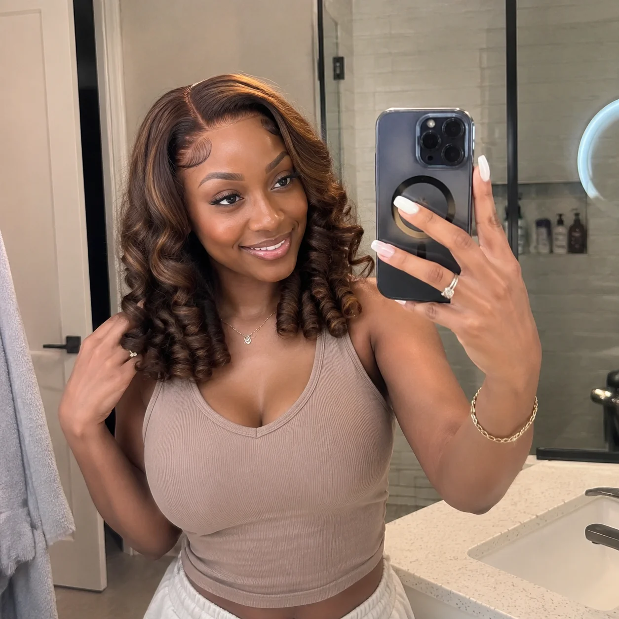 TIMOPOL Women P4/27 066C Curl Human Hair Wig, 4x4 HD Transparent Lace Front Wet & Wavy Curly Wig, Pre Plucked Hairline, Natural Look Suitable for Daily Wear and Parties
