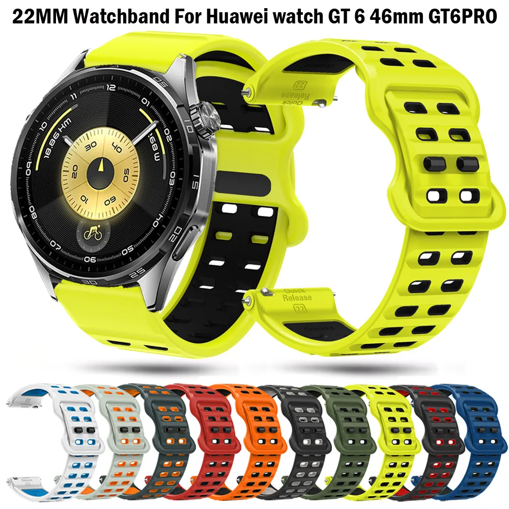 Pulseira de silicone para huawei gt6 pro gt6 gt5 gt4 gt3 gt2 46mm pulseira esportiva masculina para huawei relógio 5/4/3 pro 22mm pulseira