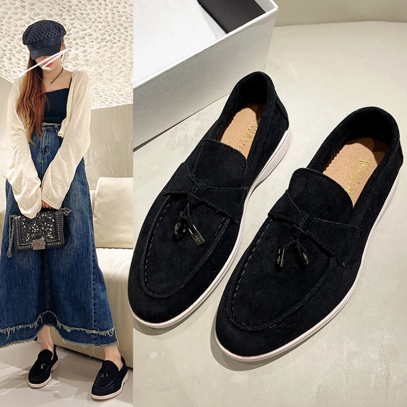 Women's Casual Flats Spring Autumn New Thick Soled Suede Non-slip Loafers Moccasins Woman Driving Walking Platform Shoes