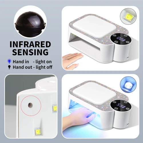 Imagen 2 del producto Lámpara Profesional UV LED para Uñas con Reposamuñecas, Inalámbrica, 45 LED, Recargable, Secador de Uñas para Curado de Esmalte en Gel, Herramienta de Manicura
