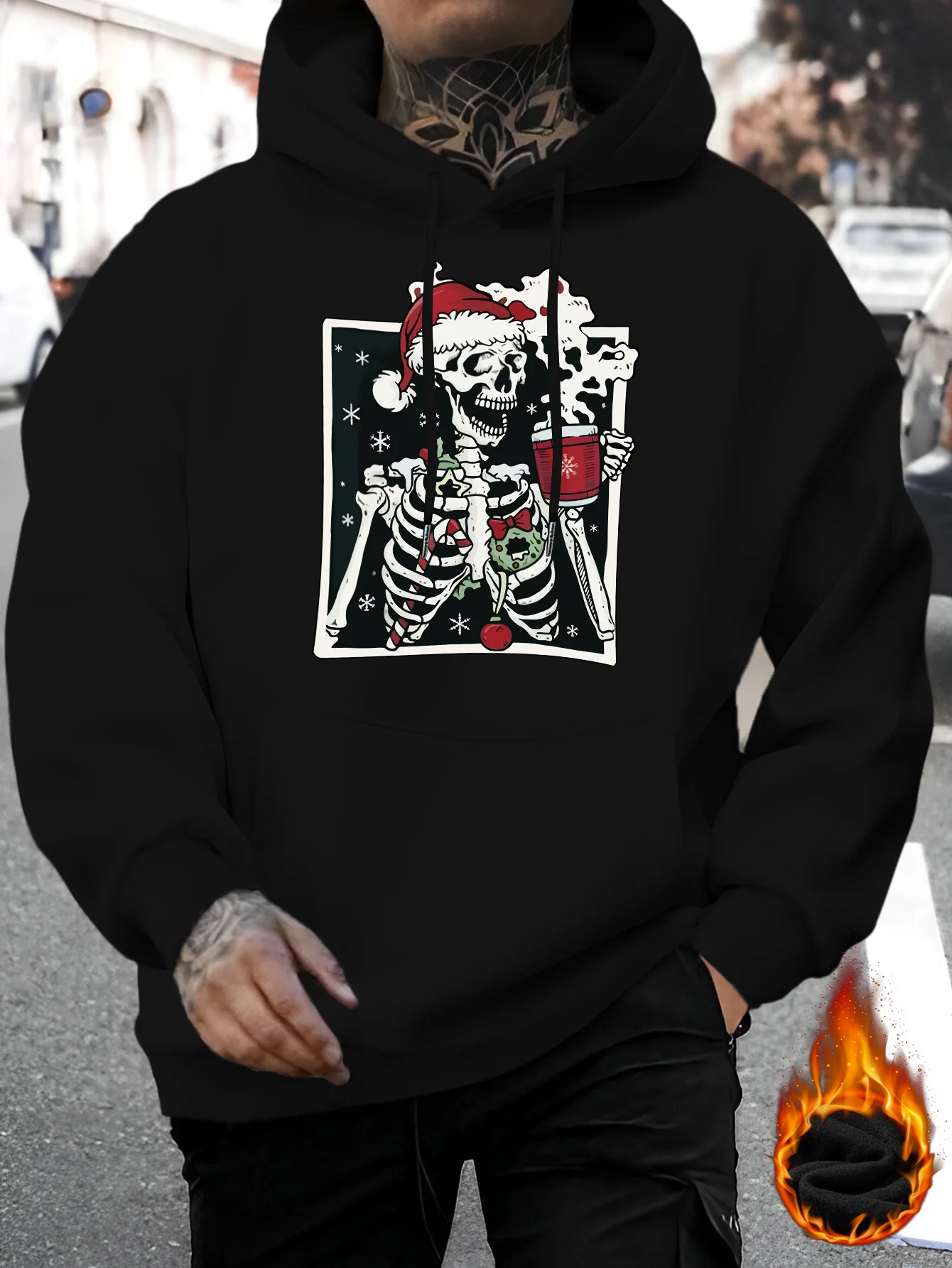 Men's new Christmas-themed personalized print casual hoodie for autumn and winter, comfortable and versatile long-sleeved top