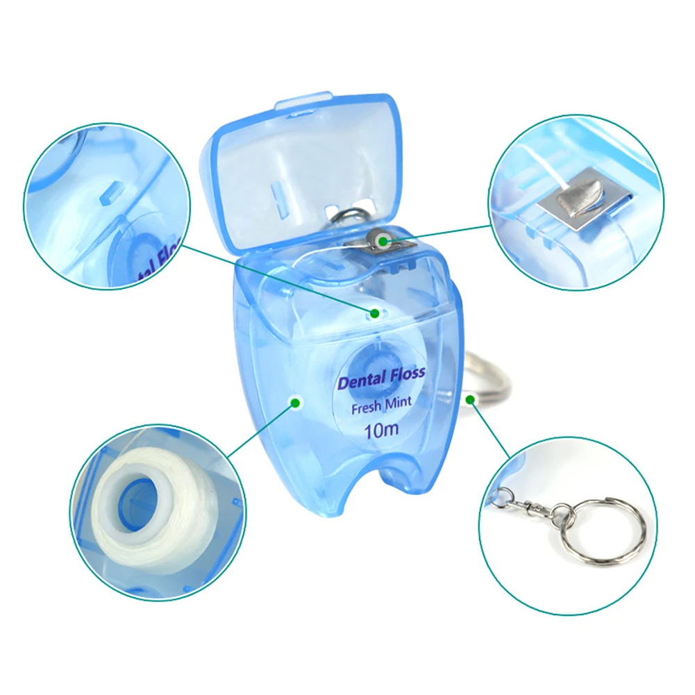10m Portable Mint-Dental Flosses Keychain Oral Care Gums Teeth Cleaning Tool for Go Out Travel Readys A Confident Smile