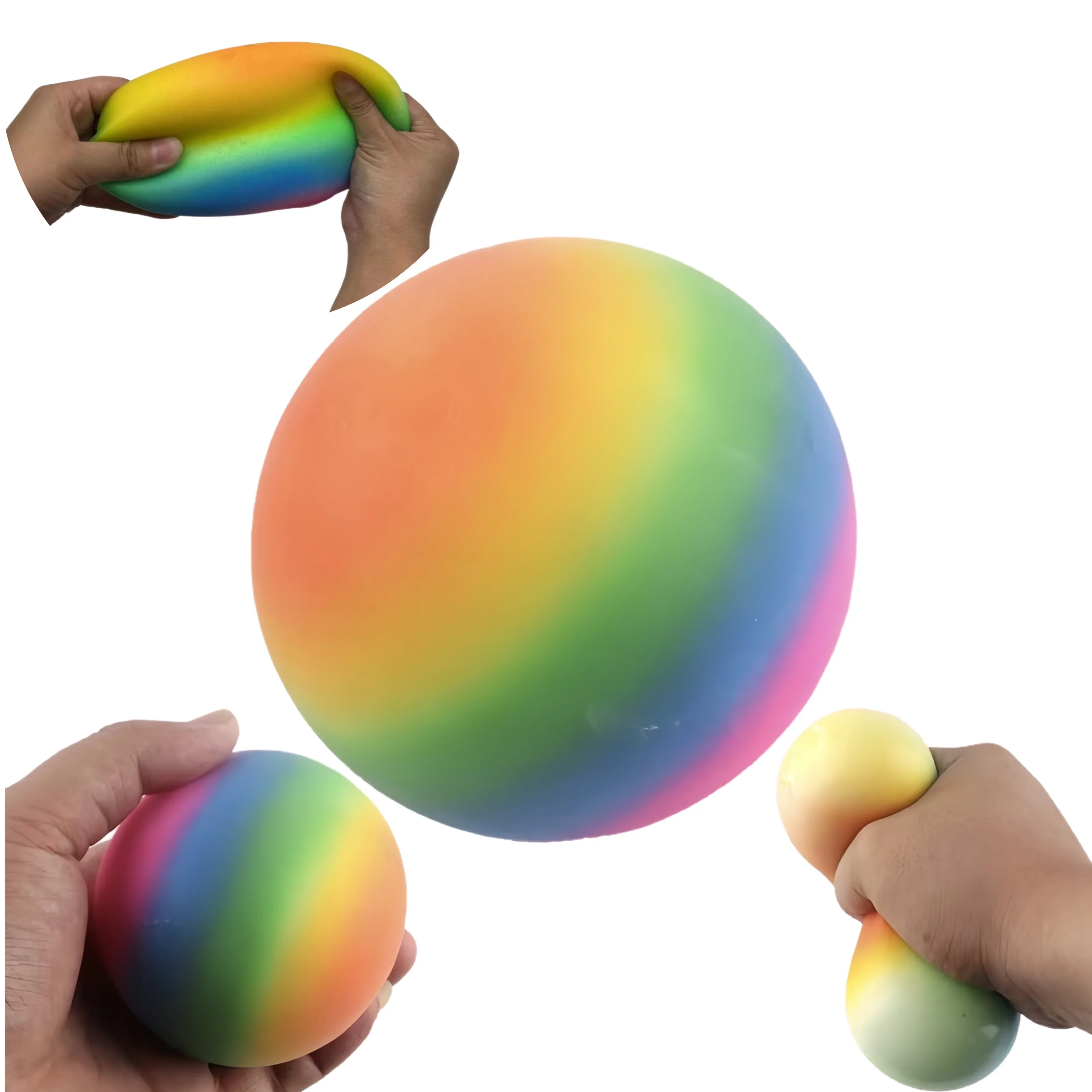 Bola de farinha que muda de cor, 6cm, brinquedo de descompressão, bola de arco-íris tpr para crianças, ventilação, brinquedo de alívio do estresse não amassável
