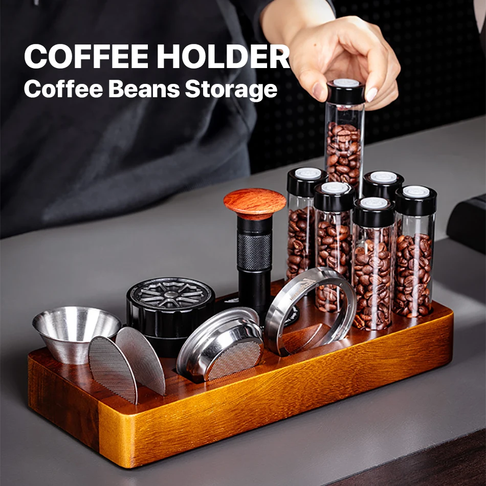 

Coffee Tamper Holder Coffee Beans Storage Tube Container Display With funnel Coffee Dosing Ring Storage Barista Tool Coffeeware