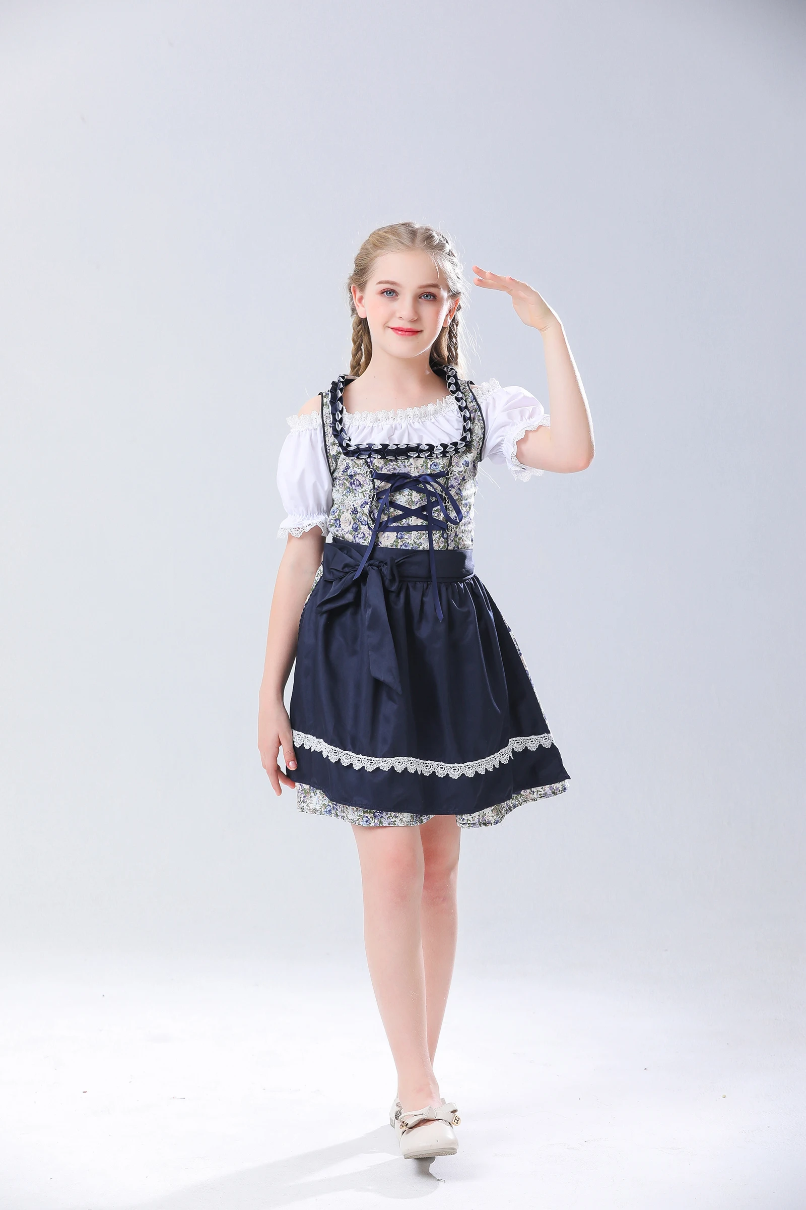 ชุดแฟนซีสำหรับเด็กผู้หญิงชุดคอสเพลย์งานปาร์ตี้บาวาเรีย dirndl Oktoberfest สำหรับเด็กเทศกาลฮาโลวีน