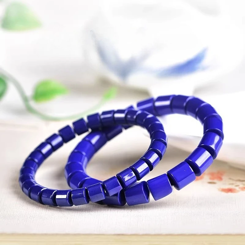 

5A Blue Ore Barrel Bead Bracelet