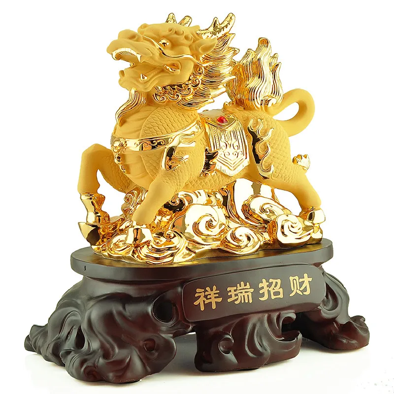 Imagem -02 - Chinese Lucky Mascote Resina Estátua Ornamentos Feng Shui Sala Wine Cabinet Escritório Decoração do Lar Abrindo Presentes 1pc