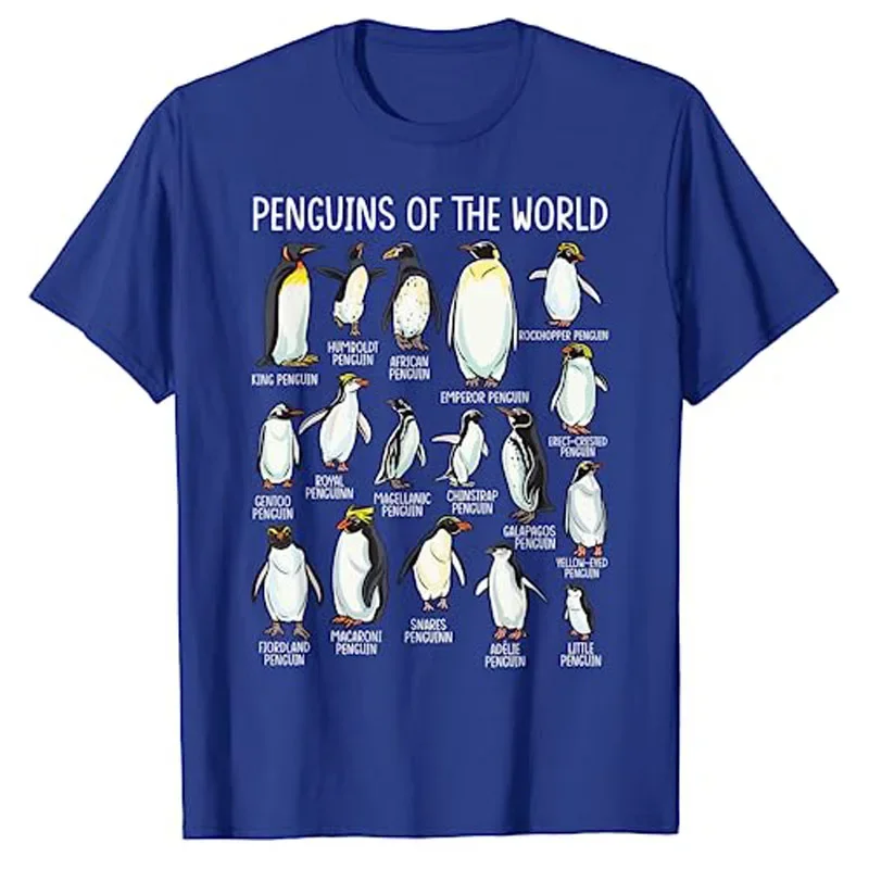 Penguins of The World Zookeeper Sea Animal Penguin Lovers T-Shirt Types of Penguins Graphic Tee Tops Marine Biologists Clothes