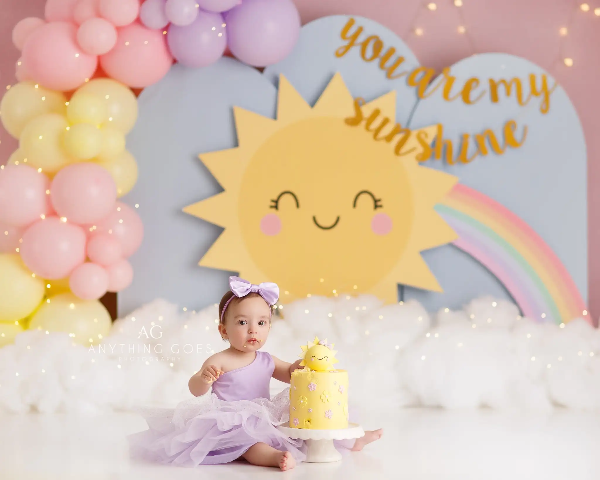 Sunshine Rainbow Balloons Backdrops Kids Girl Photography Props Child Adult Photocall Decors Baby Birthday Cake Smash Background