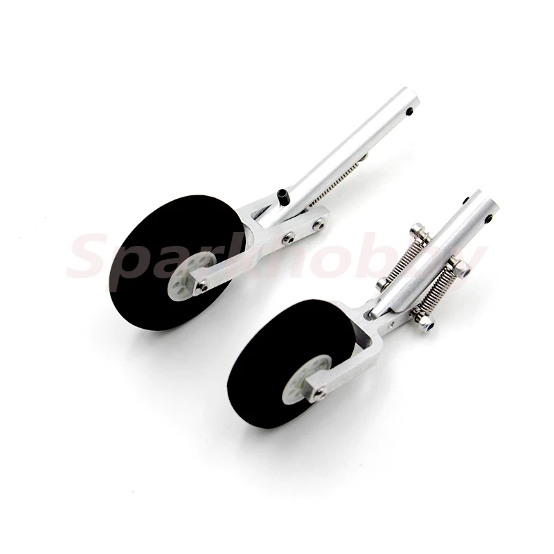 1PC 110 120 130 140mm Aluminum Alloy Retractable Belt Spring Landing Gear 45mm 50mm Spomge Wheel For Fixed Wing RC Airplane Accs