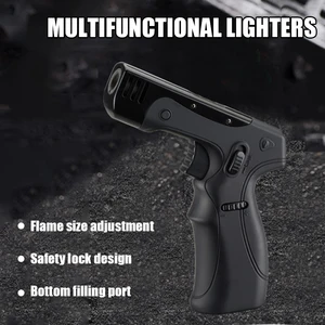 Turbo Windproof torch for kitchen, powerful gadgets, powerful gadgets, torch, cigar, barbecue, camping, adjustable, blue flame size, 1300c 12 Main Sales Mini Maçaric - №8