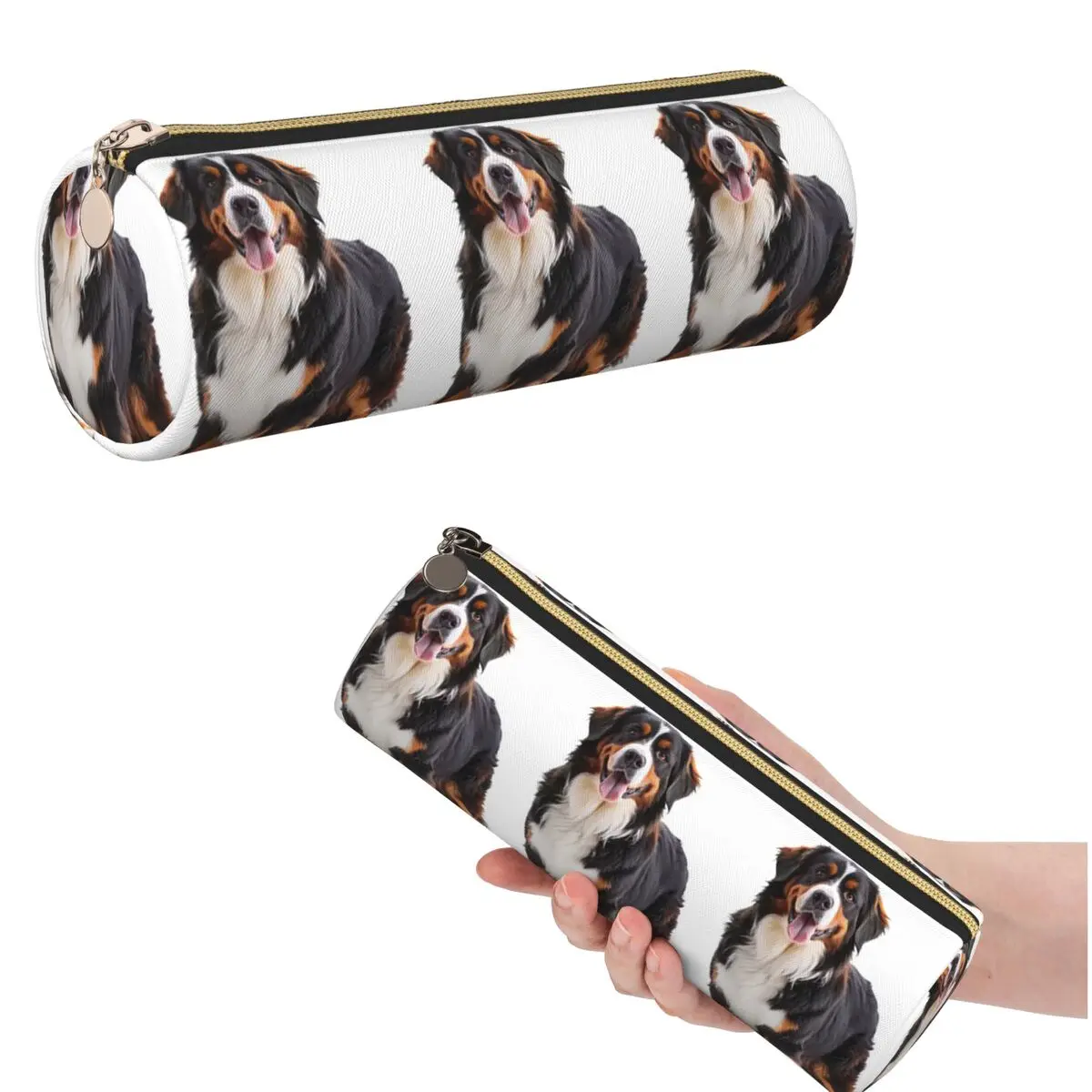 Federmäppchen im Van-Gogh-Stil mit Gemälde eines Berner Sennenhundes für Schüler, Schule, zylindrische Stiftbox, Bleistiftbeutel, Bleistiftetui