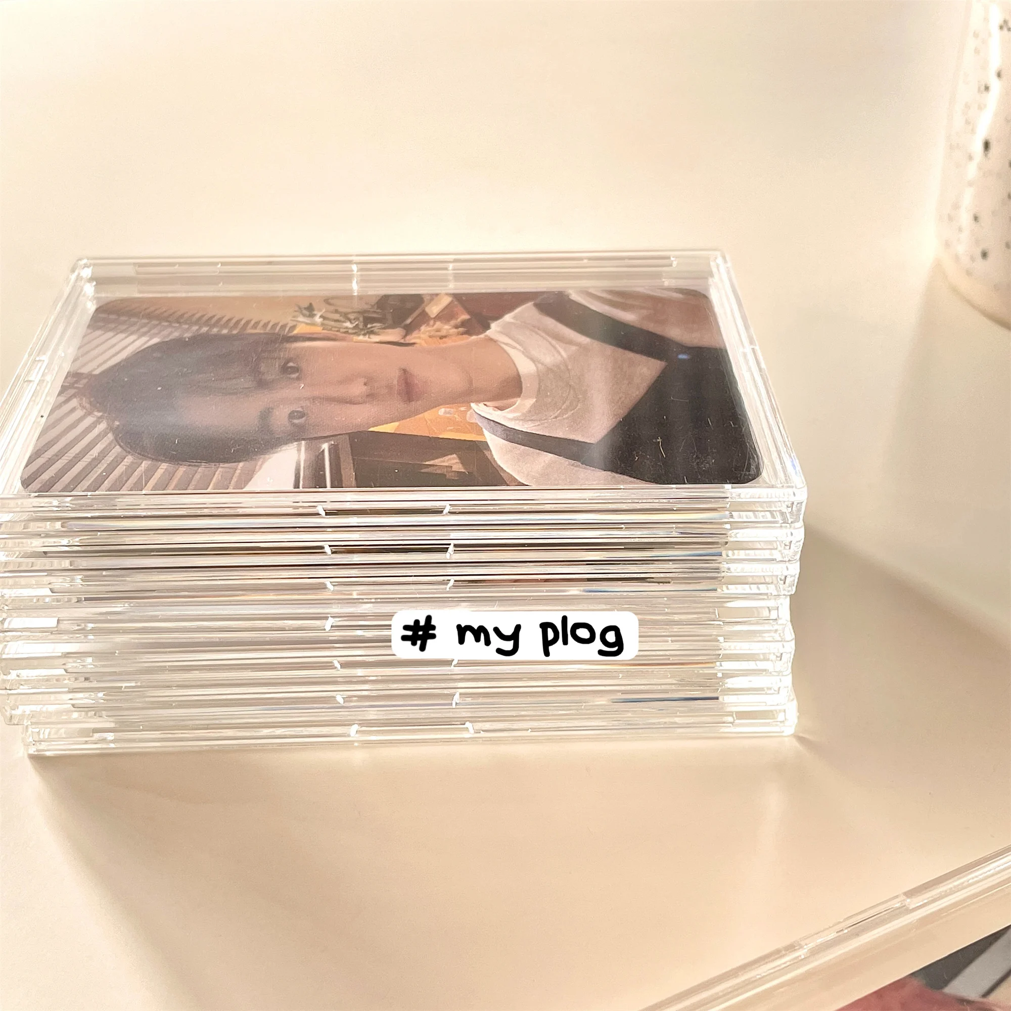 MINKYS New Arrival Kawaii Ins Shell Kpop Photocard Brick Acrylic Transparent Photo Card Holder Stand Display School Stationery
