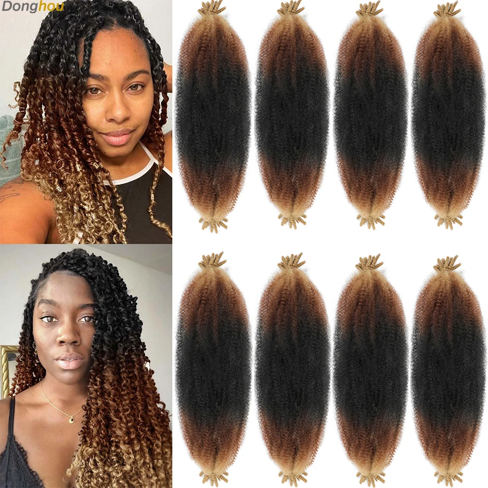 

Волосы Marley Twist Плетение волос Afro Twist Hair # 4, 30, 27, 350, пружинистые плетения с эффектом омбре для вязания крючком косичек-бабочек