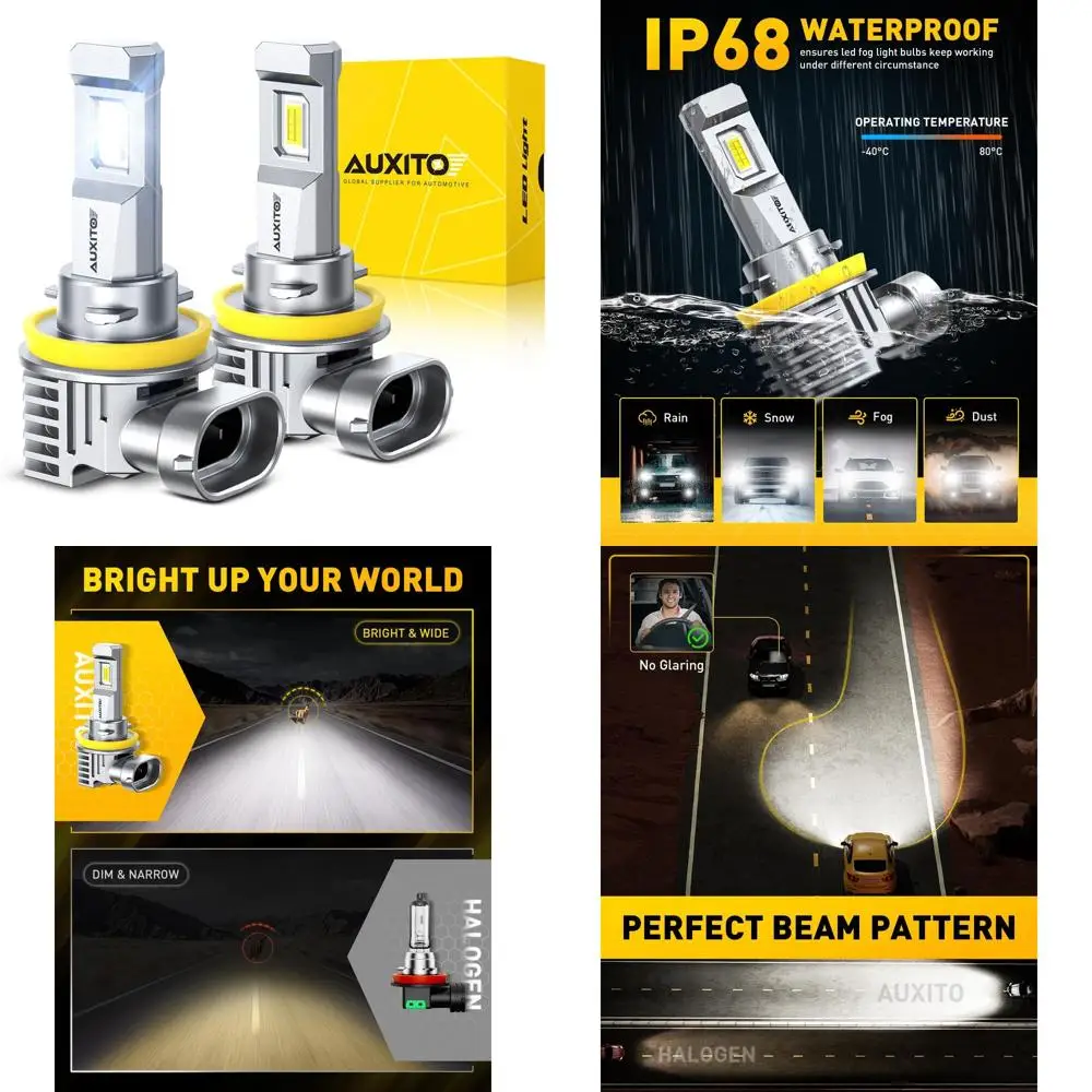 

H11 Light Bulb, 900% Brightness 6500K H8 H9 Bulbs 1:1 Mini Size, Plug-N-Play, IP68 Waterproof, Pack of 2