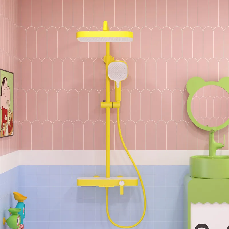 Colors Piano Bathrooom Shower Set 12 Inch Rainfall Shower Head Waterfall Bathroom Faucet Hot Cold Piano Bathroom Shower System
