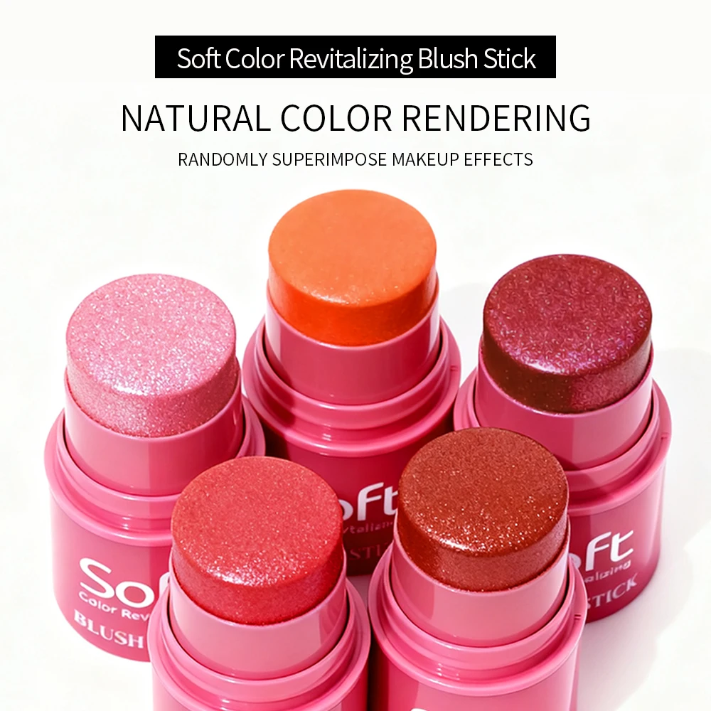 Blush Stick multifunzionale 3 in - Natura schiarente impermeabile e resistente al sudore, crema fard nudo opaco, trucco viso quotidiano e Ea