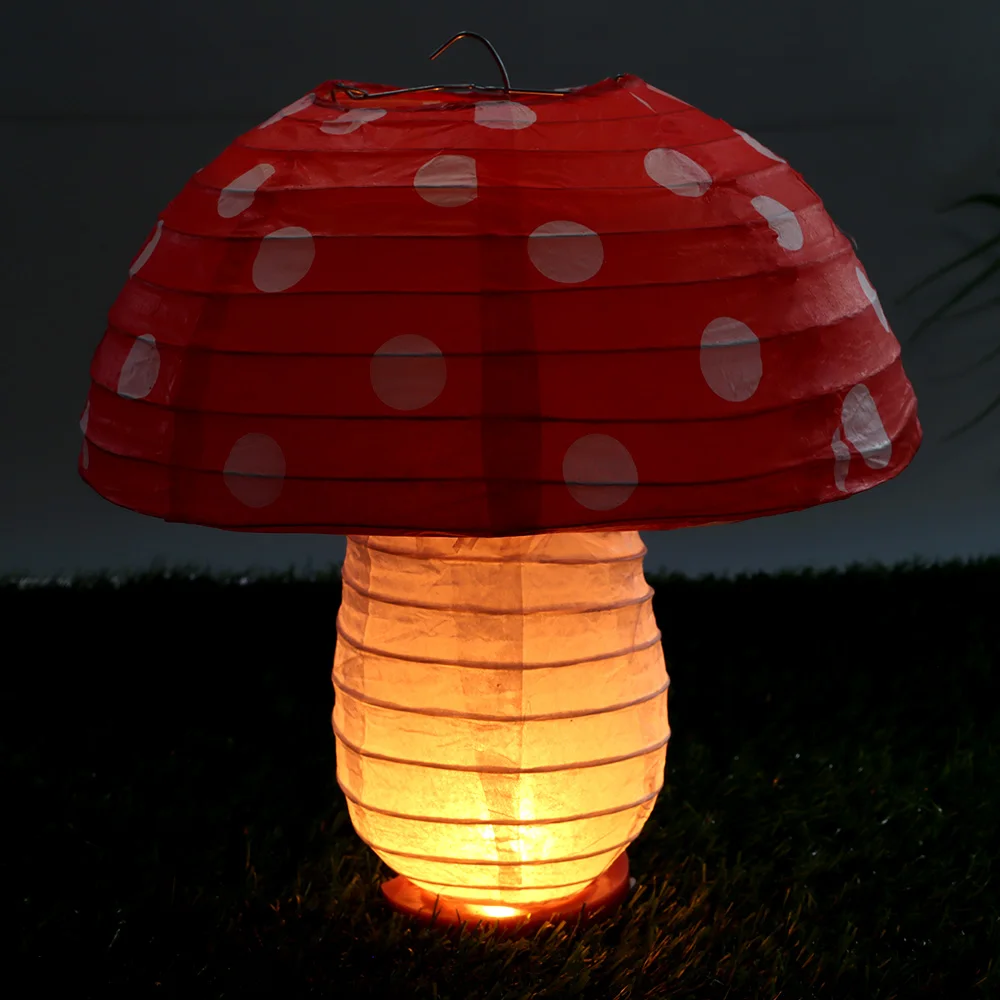 Mushroom Shaped Paper lLantern New 8 Inch 12 Inch 3D Hanging Lanterns Garden Forest Jungle Mushroom Decor Lanterns Room Decor