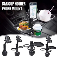 3-in-1 Detachable Car Cup Holder Tray-Expandable Food Table with 360° Rotating Design,Sturdy Base for Long Road Trips Table Tray