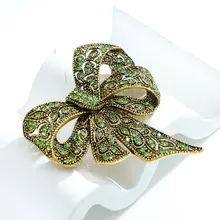 Black Rhinestone Bow Brooch for Women #4