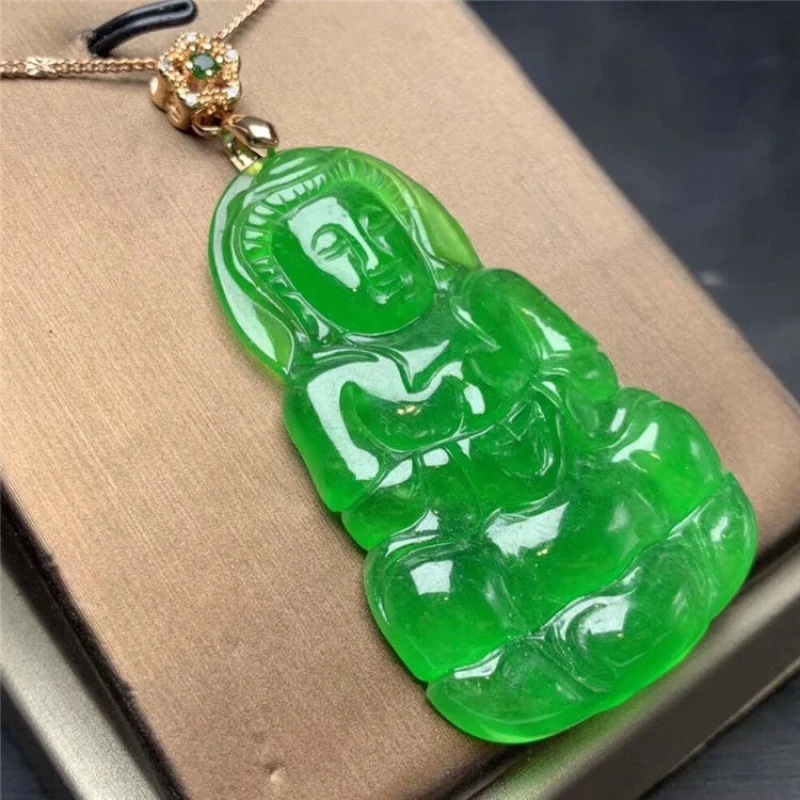 Natural Myanmar Mine Timber Jade Goddess of Mercy Pendant