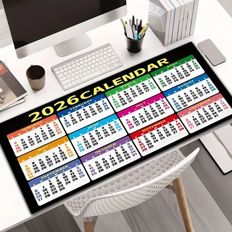 

Rubber material, 2026 calendar pattern design, large gaming mouse pad, anti-slip, very suitable for gamers' office use