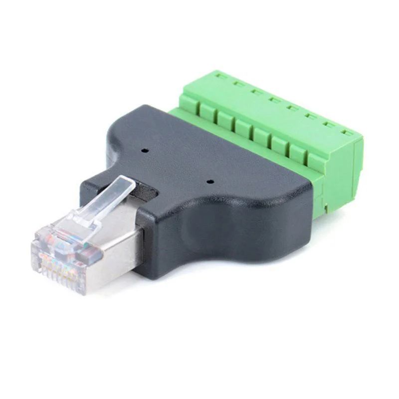 RJ45 Male to 8 Pins Screw Terminal Block Adapter for Cat5 CCTV Digital Internet Plug to 8pins Ethernet Connector cable  0.3m