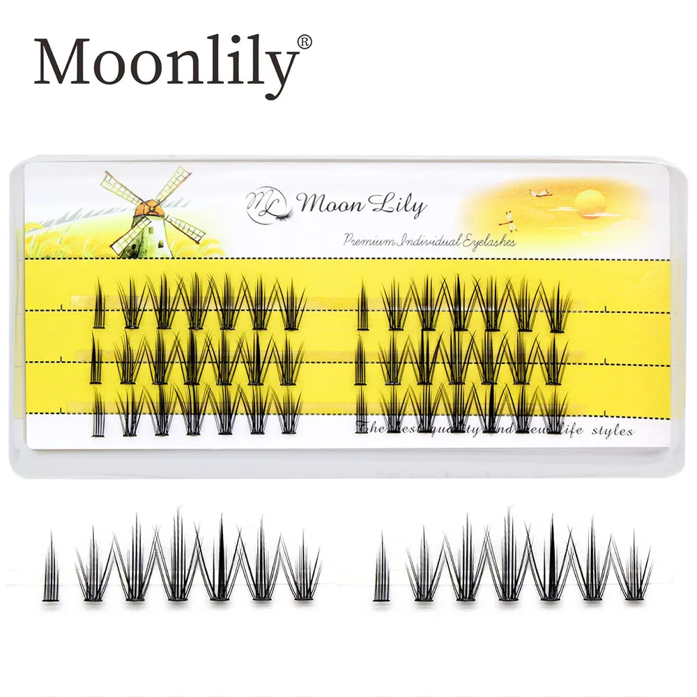 Custom Logo 3D Fluffy Natural Segmented False Bundles Eyelash Extension Natural Russian Volume Faux Eyelashes DIY Individual