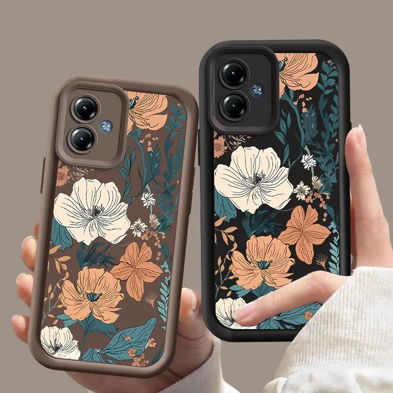 G14 RetroFlower Silicone Phone Case For Motorola Moto G14 Shockproof Protection Back Cover