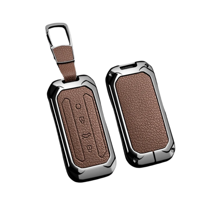 Car Accessories Zinc Alloy Leather Key Case Holder Cover For Chery Jaecoo J5 J7 2025 Car Accessories Keychain Protective Shell