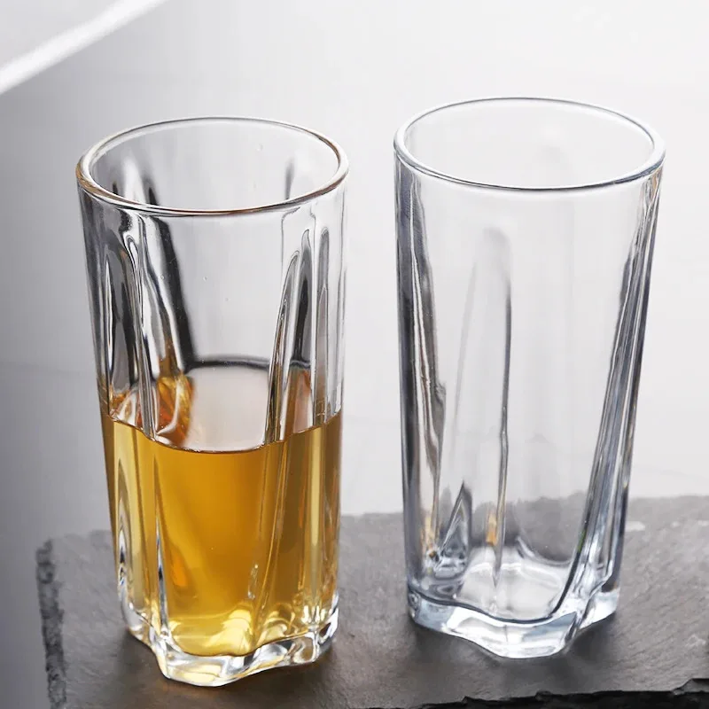 TOPLIVING 280ml Classic Transparent Fruit Juice Milk Cold Drink Cups 2pcs Set Thick Bottom Cocktail Glass Beer Long Island Iced 