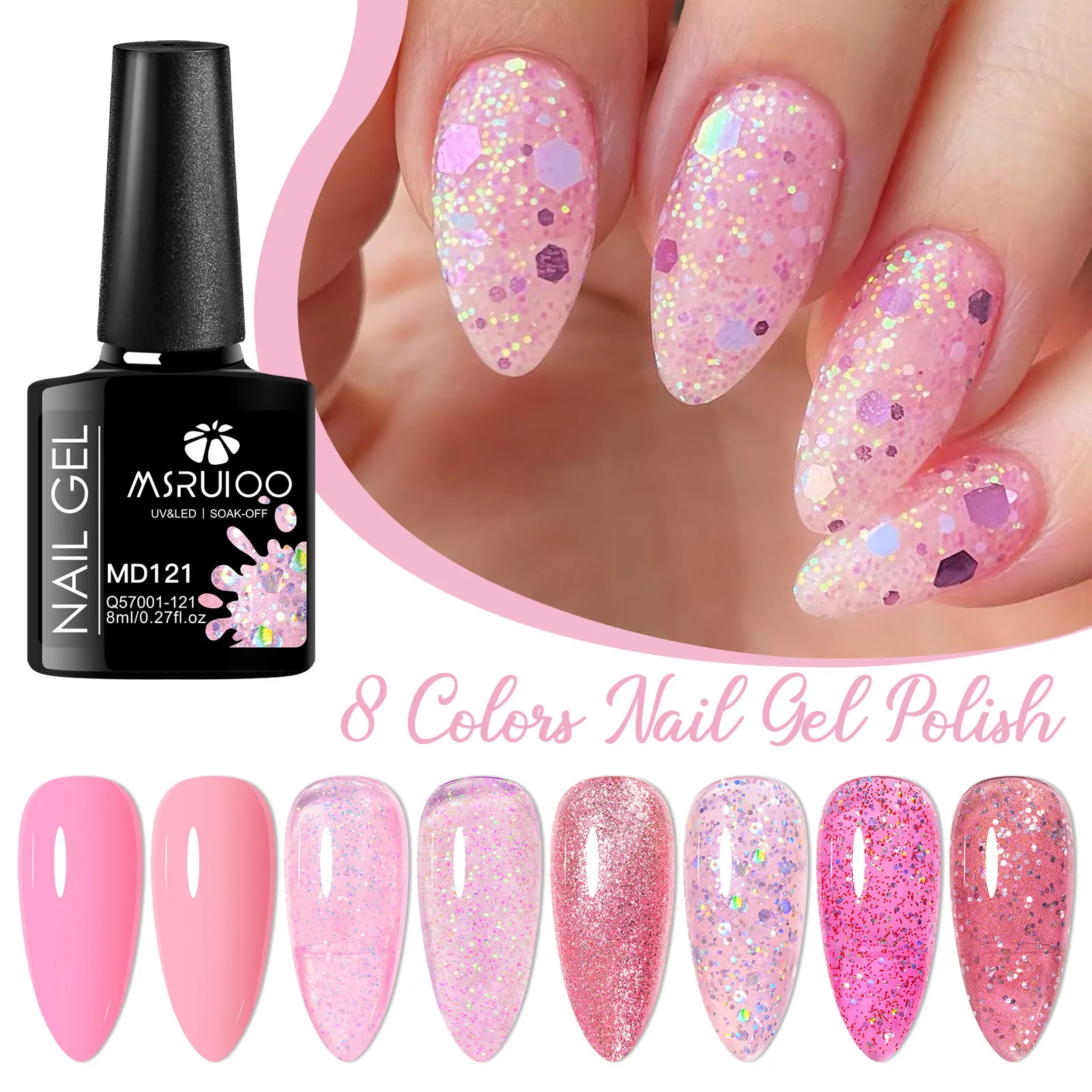 

12PCS/SET MSRUIOOGlitter Nail Gel Polish Set Semi Permanent UV Gel Nail Varnish Soak Off Gel Nail Polish Kit HEMA/TPO FREE