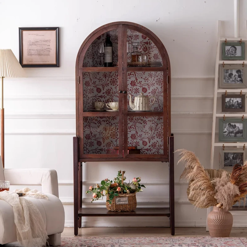 

Входной шкаф, буфет с арочными стеклянными дверцами для столовой