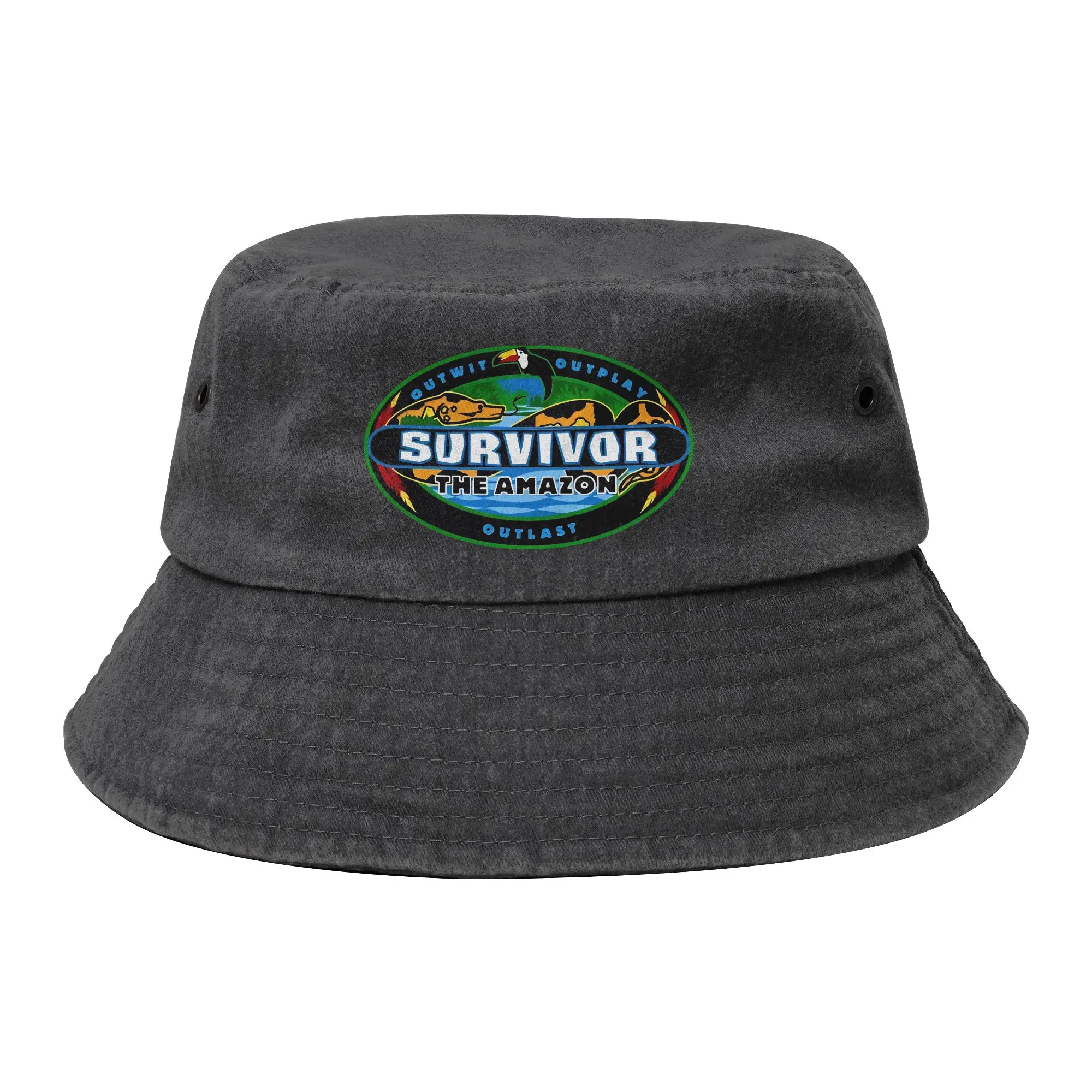 Adventure Game TV Show S-Survivors Bucket Hat for Men Women Summer The Amazon Distressed Denim Washed Floppy Hat for Fishing Hat