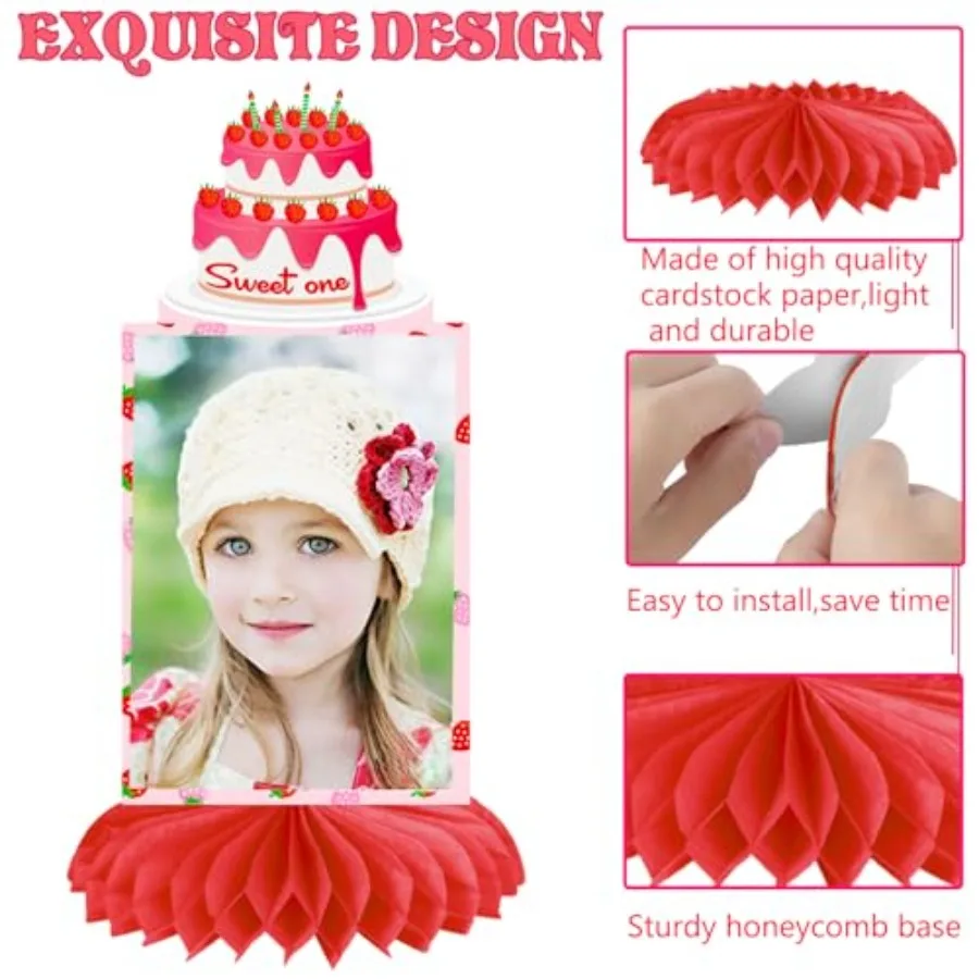 الفراولة الحلوة واحدة العسل المركزية 10 قطعة التوت الأولى صور الجدول المركزية الفراولة حفلة عيد ميلاد زينة Be #3