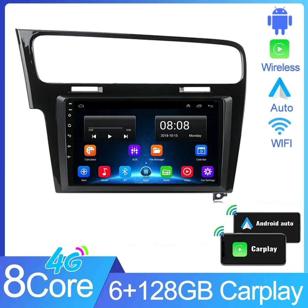 

8G+128G Android 14 For Volkswagen VW Golf 7 2013-2019 2020 MK7 Car Radio Multimedia Video Player Navigation GPS 2din 2 din dvd