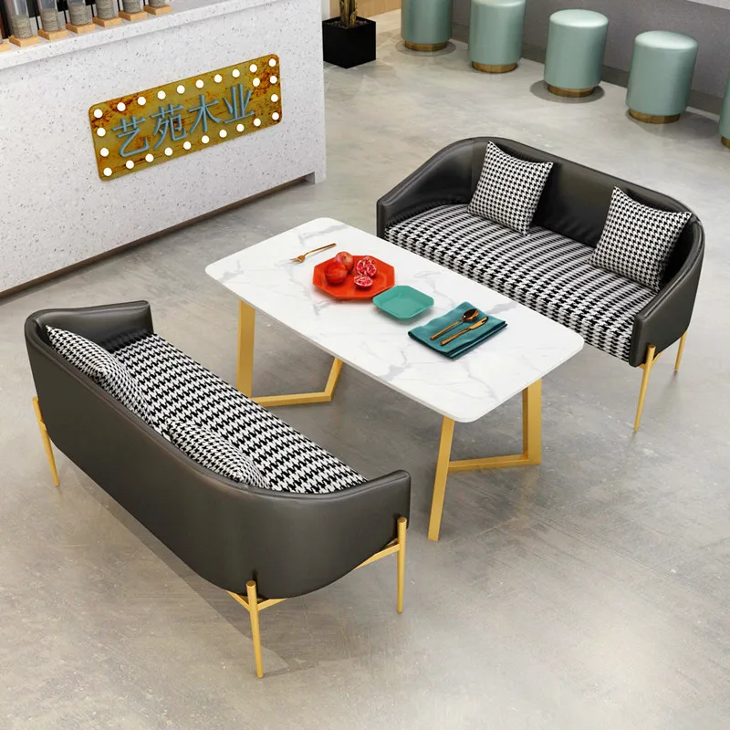 Sofa milk tea shop casual negotiation sofa table and chair cafe bar card seat sofa commercial