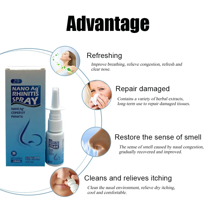 20ml Pure Natural Herbal Nose Spray Rhinitis Sinusitis Nasal Drops Make Your Nose More Comfortable And Smooth 20ML Nose Care