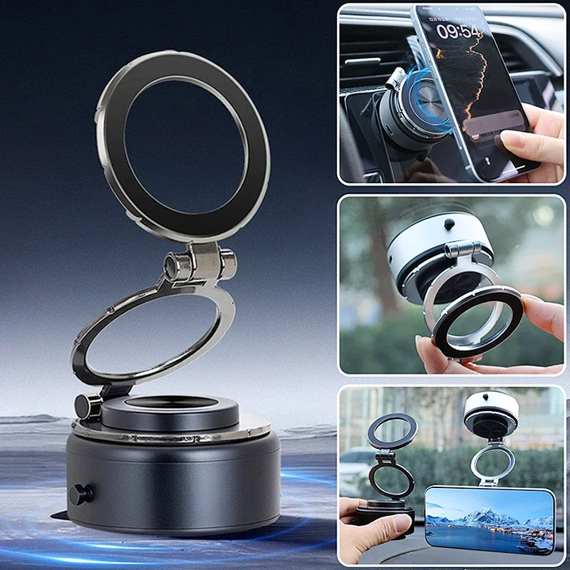 New Vacuum Adsorption Magnetic Holder 360° Rotatable Foldable Car Mobile Phone Mount Auto Dashboard Anti-Shake Navigation Stand