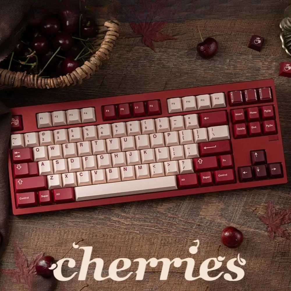 

KeyKobo Cherries Keycaps Customized Mechanical Keyboard Accessories 140 Keys Cherry Profile ABS Double Shot Custom Keycap Gifts