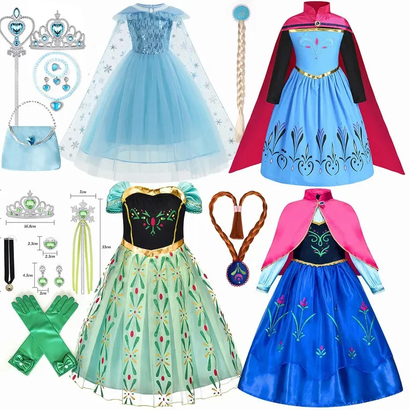 فتاة آنا إلسا فستان أطفال تأثيري حلي الأطفال فساتين الأميرة كرنفال عيد ميلاد ملابس للحفلات الأنيقة 3-10 سنوات ob;8