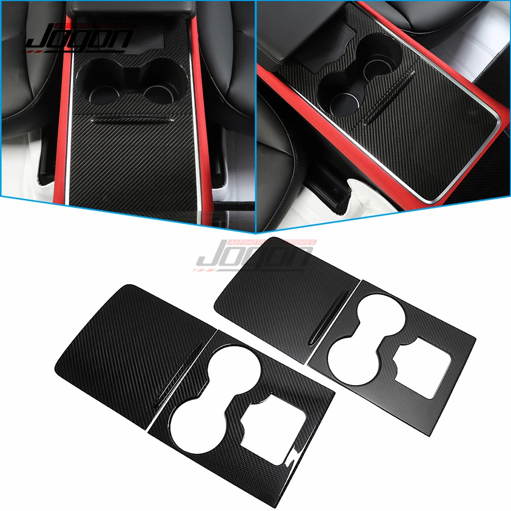 

For Tesla Model 3 Model Y 2021 2022 2023 Real Carbon Fiber Car Interior Center Console Water Cup Holder Panel Cover Trim