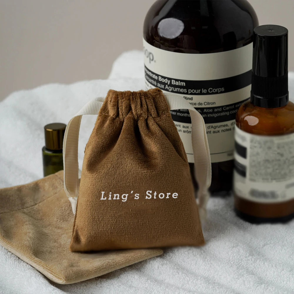 

100Pcs Custom Logo Soft Velvet Bag Jewelry Drawstring Gift Packaging Pouch Soap Newborn Shower Organizer Cosmetic Perfume Pocket
