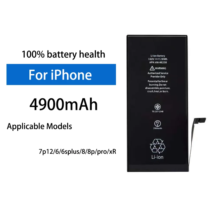 4900mAh Super Large Capacity Replacement Battery For Apple iPhone X XR 6 6sPlus 7P 8 8P 11 12 Pro Mobile Phone