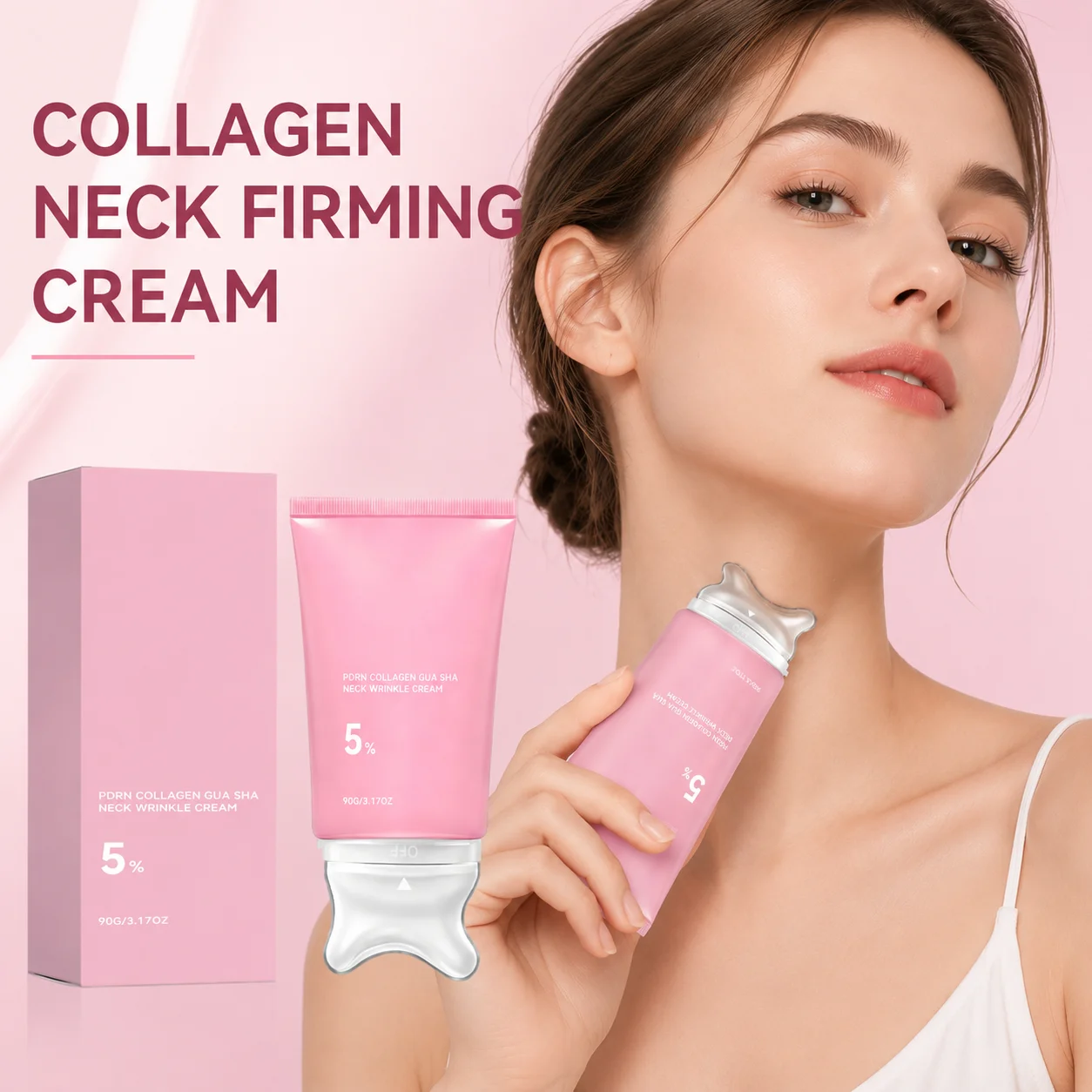 Peptide Neck Cream - PDRNピンクコラーゲンネッククリーム グアシャクリーム 引き締めリフトアップ 肌の弾力アップ 二重あご解消 完璧なネックラインを作る