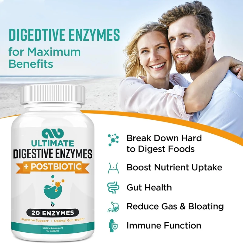 

Digestive enzyme 1000mg,a mixture of 20 enzymes for bloating,optimizing digestion and intestinal function,60 vegetarian capsules