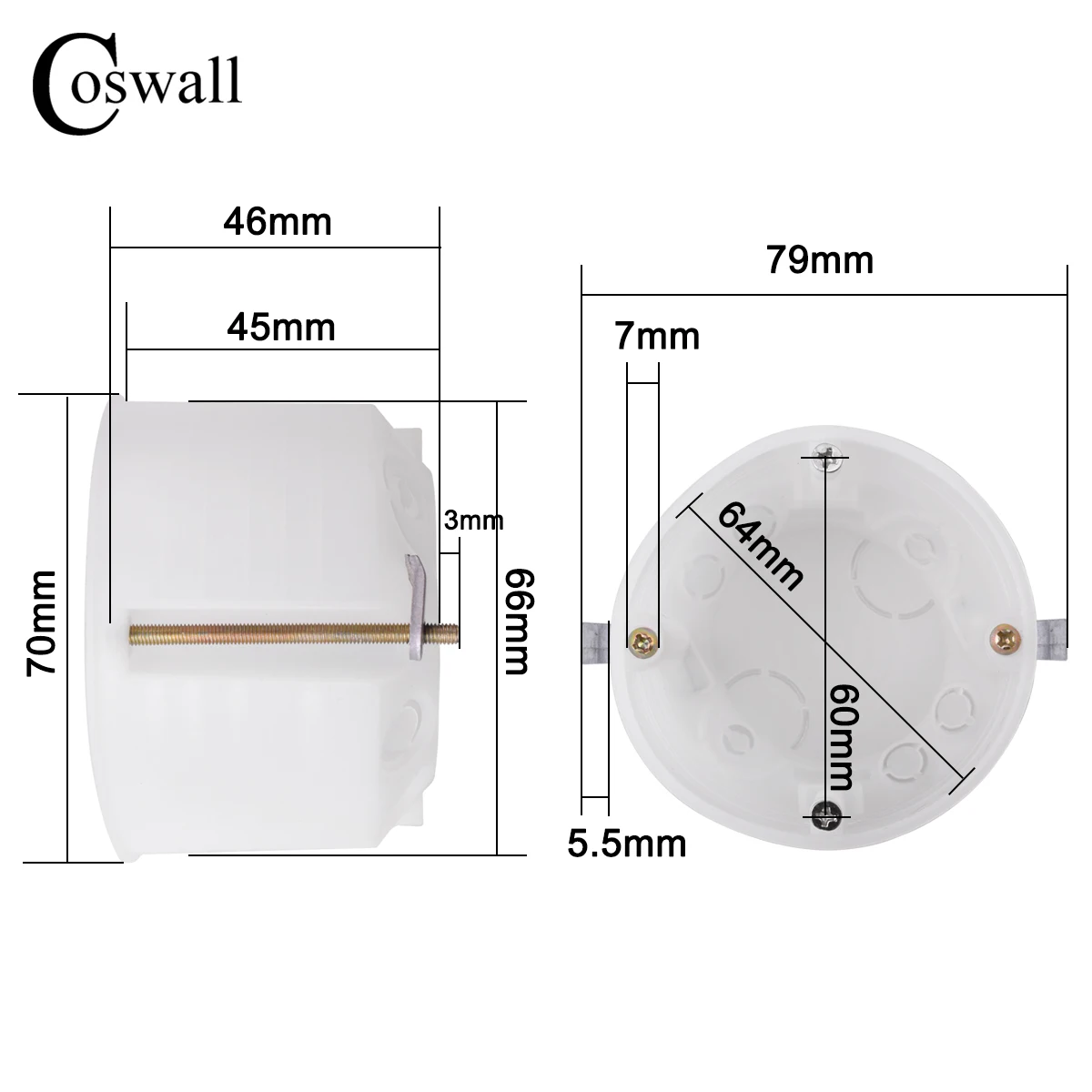 Soft Round Box 1 Gang Dry Lining Box For Gypsum Board / Drywall / Plasterboad 46mm Depth Wall Switch BOX Wall Socket Cassette