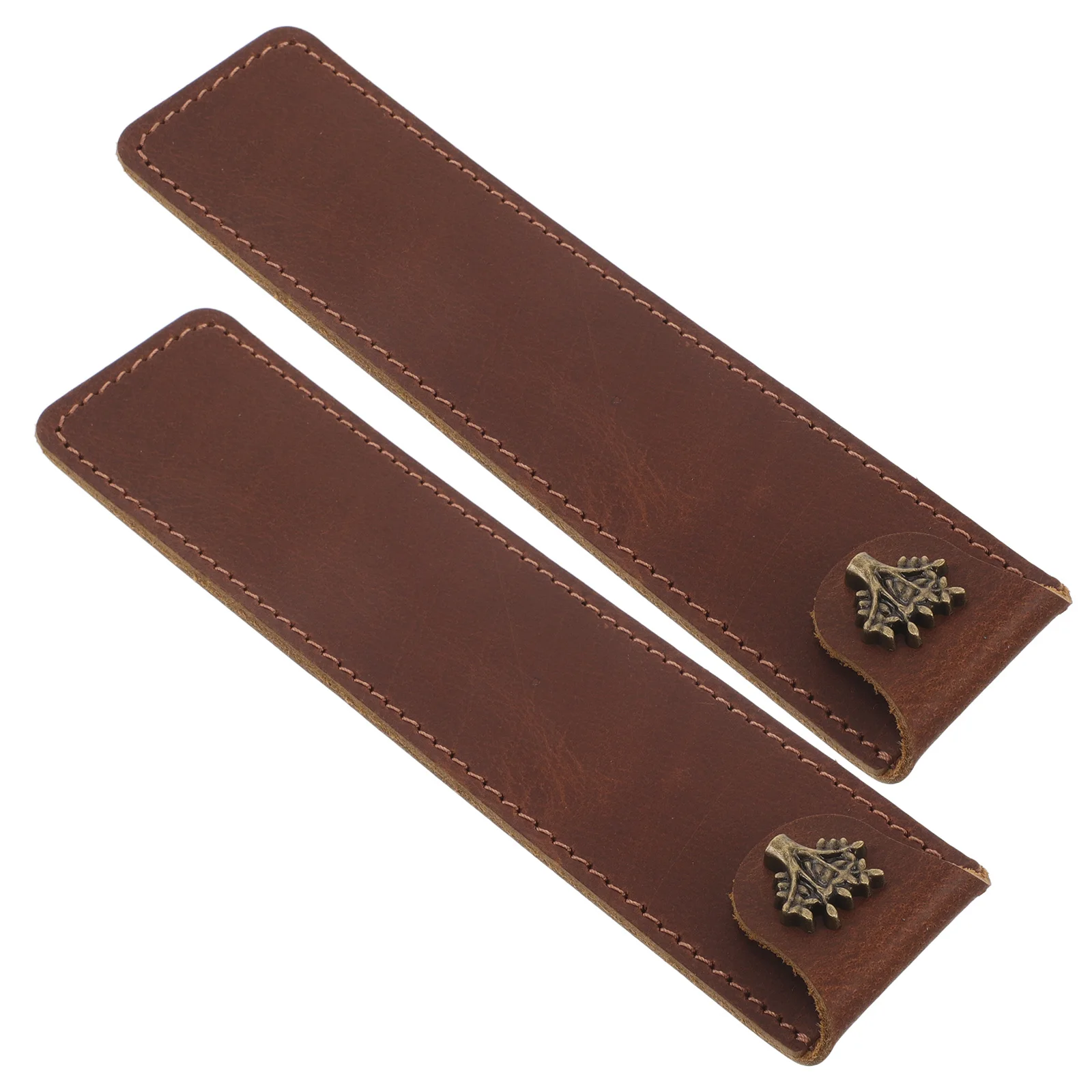 2 Pcs Pen Case Vintage Handcrafted Cowhide Pencil Sleeve Holder ganizer for Pens Pouch Storage Portable Pocket Slim