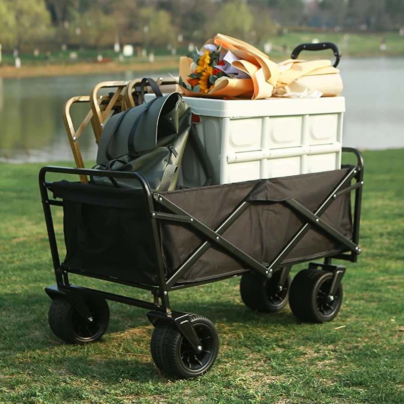 Camping Cart Outdoor Foldable Cart Oversized Camping Vehicle Picnic Vehicle Trailer Camping Trolley Stall Small Cart